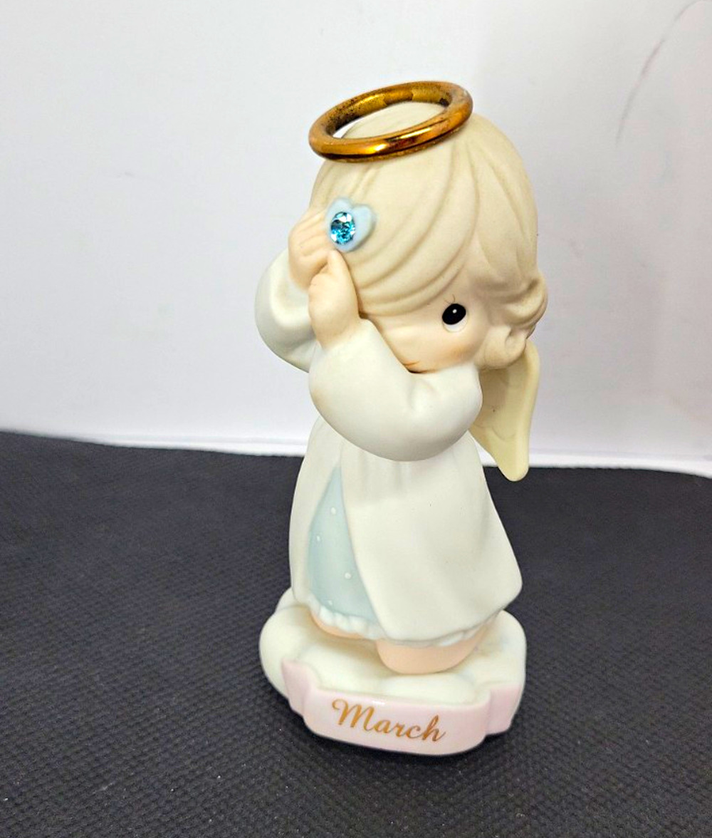 Precious Moments March Angel Figurine 1996 Hand Painted Porcelain 4"